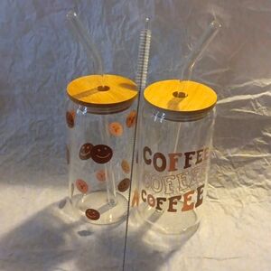 16oz Sublimation Beer Can Shaped Glass Cups and Straws with Straw Cleaner